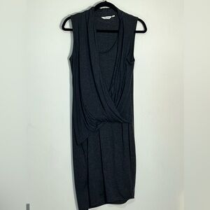 Athleta Draped Ruched Faux Wrap Dress Gray Medium Brand